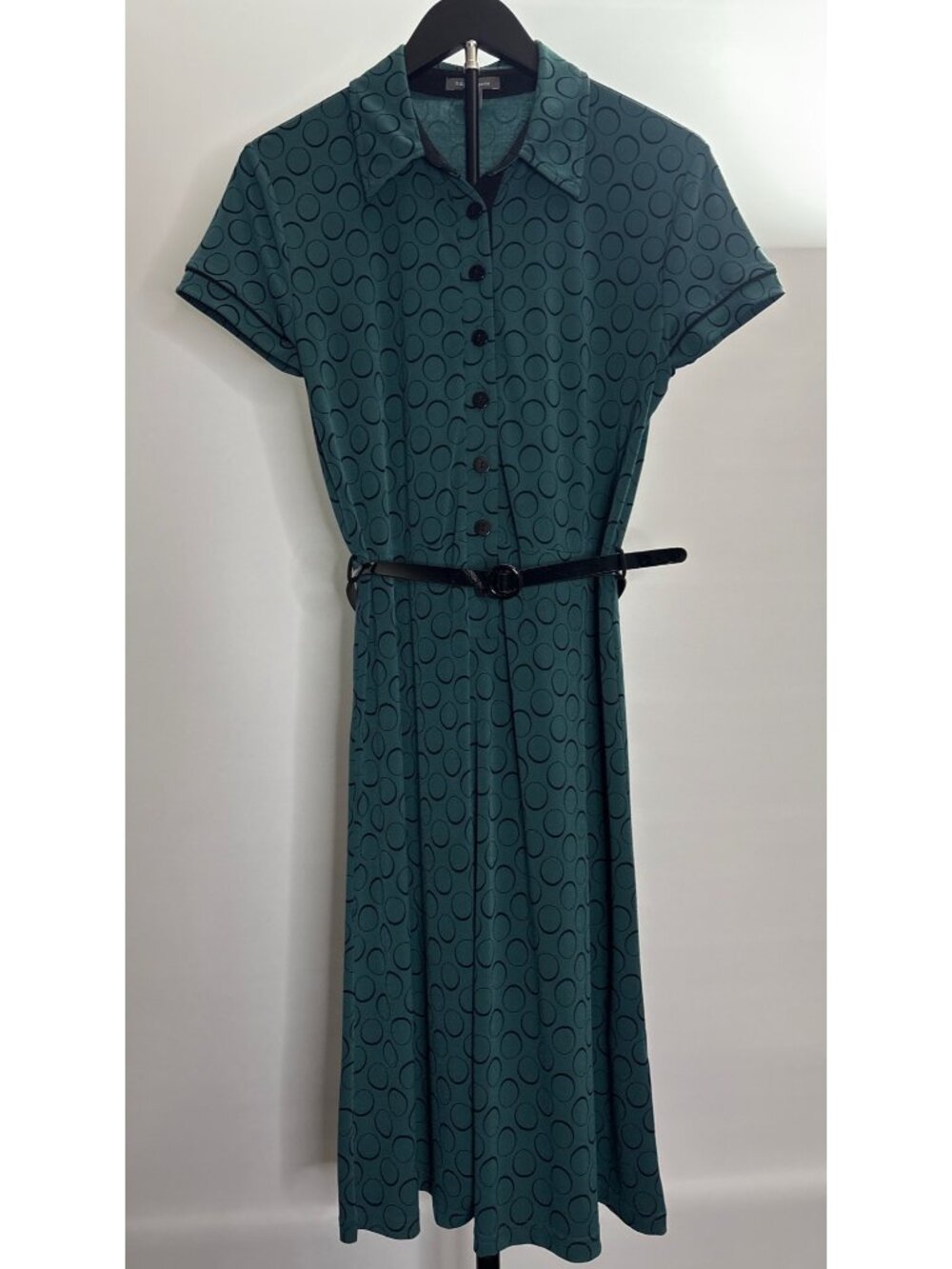 APT. 9 Teal Polka Dot Dress Y2K Women's Size PM Vintage Midi Waist Dress - Picture 7 of 14